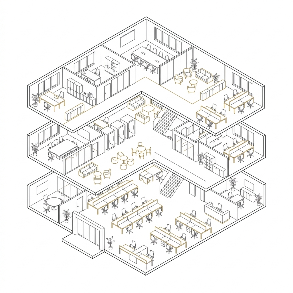 A sophisticated architectural floor plan visualization for asset optimization
